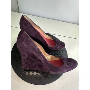 KATE SPADE Purple Suede Wedges  with Signature Pink Interior Size 9 B